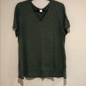Army Green Old Navy Cross Front Super Soft T-Shirt